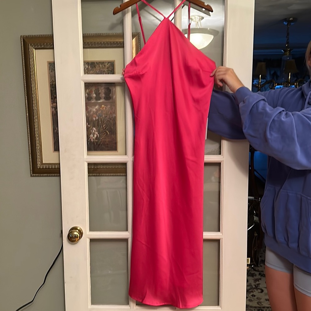 Fuchsia Silk Midi Dress